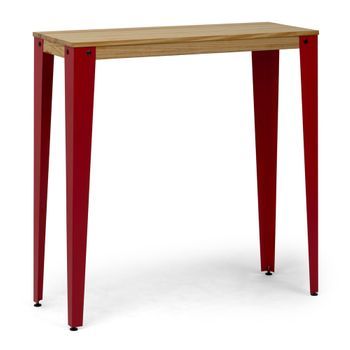 Mesa Lunds Alta 40x140x110cm Rojo En Madera Maciza De Pino Acabado Natural Estilo Nórdico Industrial Box Furniture