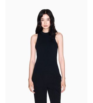 A|X Armani Exchange para mujer. XW001884AF10352UC001 Top Liso negro (XL), Casual, Viscosa, Sin mangas / Tirantes