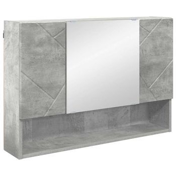 Armario Con Espejo Con Puerta Gris Concreto 80 X 17 X 55 Cm Vidaxl