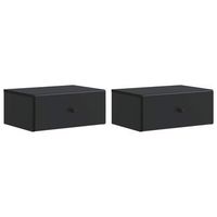 mesita de noche de pared 2 uds negro 49 x 345 x 20 cm vidaxl