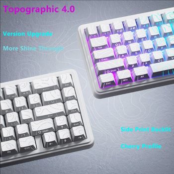Teclas topográficas versión 4,0 que brilla a través de 97/130 teclas PBT Cherry perfil impresión lateral retroiluminada para teclado mecánico MX Gamer