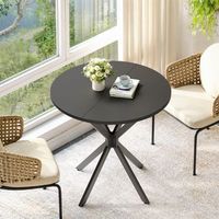 mesa redonda - mesa de comedor - tablero de particulas y hierro - negro 80x80x75cm