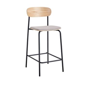 Lote de 2 sillas de bar de tela y metal h66cm - gris claro