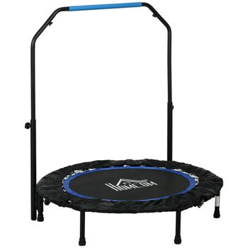 HOMCOM Cama Elástica Plegable Ø102 cm con Mango Ajustable de 4 Niveles Marco de Acero para Entrenamiento Piernas Cuerpo Azul   Aosom España