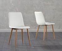 helsinki white wooden leg with faux leather dining chairs - white