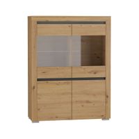 vajillero 4 puertas con led paneles laminados madera y gris antracita