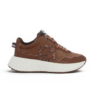 NO NAME para mujer. NNVE1G0 Zapatillas de Piel Carter Jogger Glitter marrón (40), 3 a 5cm, Serraje, Cordones, Casual