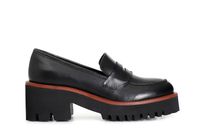 mocasin de piel para mujer con suela negra y ribete de color blackred 40
