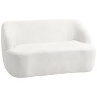 homcom sofa de 2 plazas tapizado en borreguito de 142 cm con diseno curvo acolchado grueso no requiere montaje crema