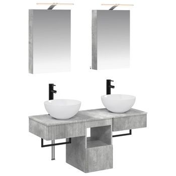 Juego De Muebles De Baño 5 Pcs Gris Hormigón Vidaxl