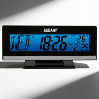 sodany reloj despertador digital lcd con sensor de sonido luz de fondo automatica alarma calendario y temperatura