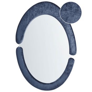 Espejo De Pared Moderno Colgante Decorativo 53 X 89 Cm Marco Mdf Forma Irregular Ovalado Azul Oscuro Massay