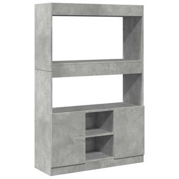 Aparador Alto Madera De Ingeniería Gris Hormigón 92x33x140 Cm Vidaxl