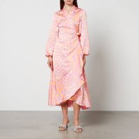 cras laracras printed silk-satin wrap dress - eu 36uk 8