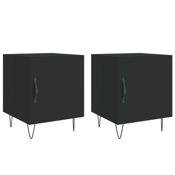 Juego De 2 Mesitas De Noche - Mesillas Madera De Ingeniería Negro 40x40x50 Cm Mc4483