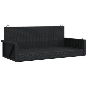 Banco Columpio | Banco De Jardín De Ratán Sintético Negro 119x56x48 Cm