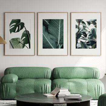 Set de 3 cuadros 203, marco premium chapado en roble, 30x40 cm