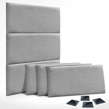 Dhome Juego De 6 Paneles Tapizados De Tela Autoadhesivos Para Pared Acústicos Absorbentes Protección Impactos Cabeceros (gris, 60x40cm, X6)