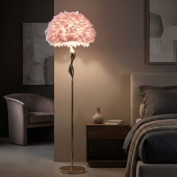 Lámpara de pie con plumas rosa cm ø 50x165