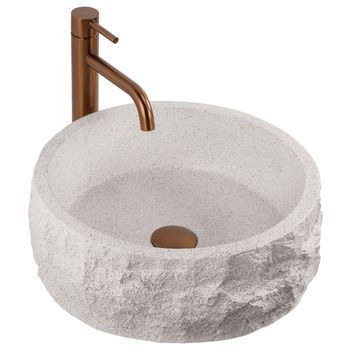 Lavabo Sobre Encimera Rea Alice Moon Redondo, Beige 39 X 39 X 14,5 Cm