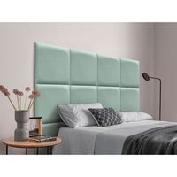 dhome cabecero tapizado para camas de 145 de polipiel premium compuesto de paneles autoadhesivos intercambiables lujo dormitorio acolchado verde agua