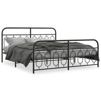 cama doble  cama para adultos  estructura de cama cabecero y estribo metal negro 183x213 cm