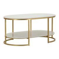 mesa de centro de metal dorado y marmol cm 90x60x45