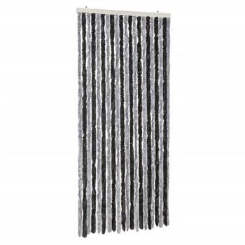 Cortina Antimoscas Chenilla Gris Y Negro 90x220 Cm Vidaxl