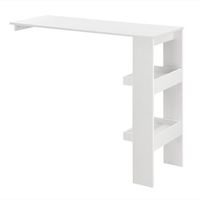 mesa de bar bromolla - mesa de bistro elegante - 120 x 45 x 106 cm - mesa alta de cocina - con 2 estantes integradas - blanco encasa