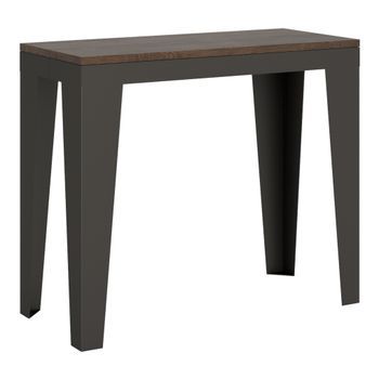 Consola Extensible 90x40/196 Cm Flame Small Evolution Nogal Estructura Antracita