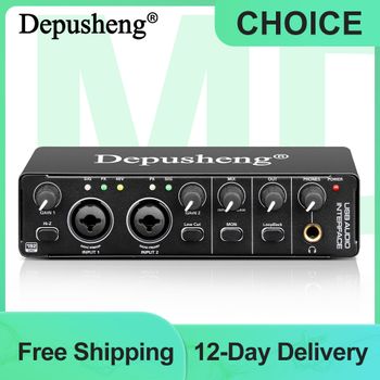 Interfaz de Audio Depusheng MD22, tarjeta de sonido profesional con monitoreo, guitarra eléctrica, grabación en vivo para estudio, canto, Micro