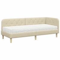 cama individual  cama para adulto  estructura de cama en esquina crema 80 x 200 cm tela