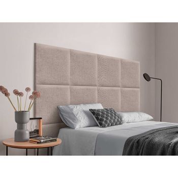 Dhome Cabecero Tapizado Para Camas De 135cm Compuesto De Paneles Autoadhesivos Intercambiables De Lino Natural Cama Lujo Dormitorio Acolchado (tierra,