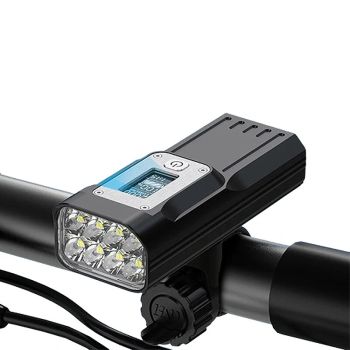 NATFIRE GTR60 Display OLED Luz de bicicleta 2000 lúmenes 8 LEDs Batería de 10000mAh Recargable USB Impermeable IPX5 Bloq