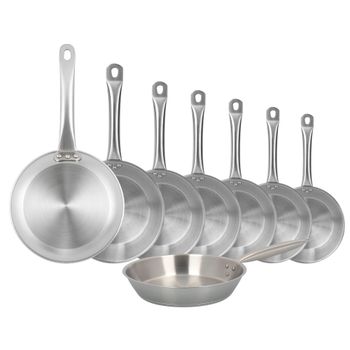 Set de 8 sartenes de acero inox gris ø20-22-24-26-28-30-32-34 cm
