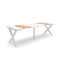 mesa consola extensible mesa comedor plegable 260 para 12 comensales patas madera maciza estilo moderno roble y blanco