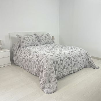 Edredón Conforter Jacquard Flores + Funda Cojín 135 Cm Rufino Diaz, Gris