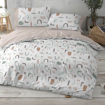 Juego De Funda Nórdica 50% Algodón 180 X 190/200 Cm - Arena - Burrito Blanco