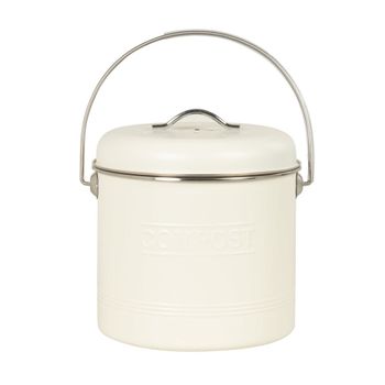 Cubo de compost de hierro color marfil