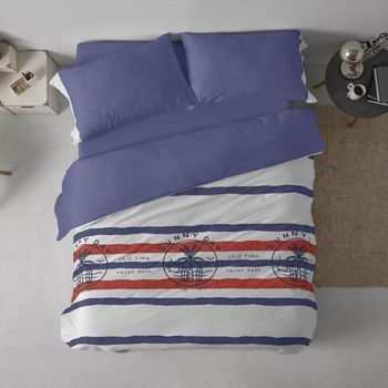 Funda Nórdica 50% Algodón Diseño Surf Azul Marino 90 X 190/200 Cm - Azul Marino - Burrito Blanco