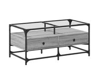 mesa de cafe - mesa de centro tapa de vidrio acero gris sonoma 985x50x45 cm