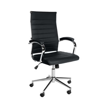 Silla de oficina giratoria en Cuero auténtico Negro