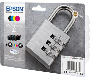 EPSON 35 Padlock Black, Cyan, Magenta & Yellow Ink Cartridges, Black
