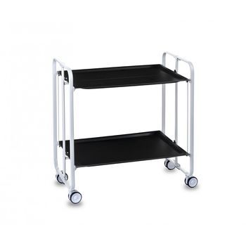 Carrito Auxiliar Con Ruedas  Bauhaus Armazón Blanco 2 Bandejas Color Negro