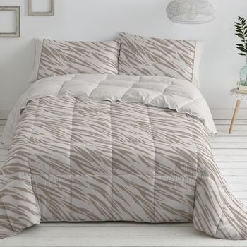 Colcha Edredón Microfibra Cebra Cama De 135 Cm - Moka - Burrito Blanco