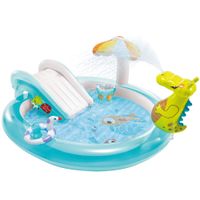 centro de juegos infantil acuatico con tobogan y accesorios 201x170x84 cm azul