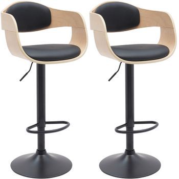 Lote De 2 Taburetes De Bar Kingston Simil Cuero Natural/negro 50x48x87 Cm Clp