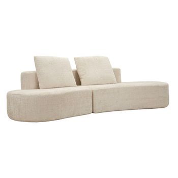 Sofá En Tejido Bouclé Blanco Comprimido 238x92x78 Cm