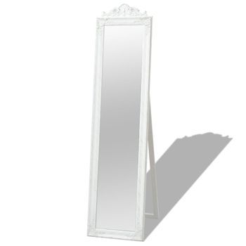 Espejo De Pie De Estilo Barroco Blanco 160x40 Cm