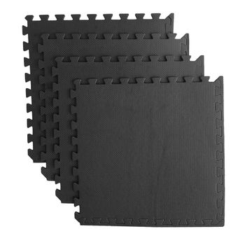 Esterilla Puzzle para Gimnasio y Fitness 60x60x1cm en packs | Tatami Negro fácil de montar | Goma EVA Antideslizante | Artes Marciales, Juego Infantil, Yoga, Pilates...